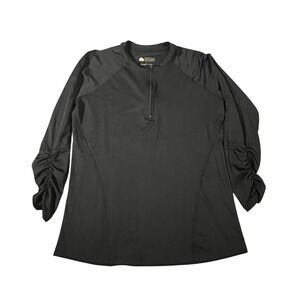 Snoga Athletics Quarter Zip Top Womens Large Black Ruched Sleeve Athletic Shirt